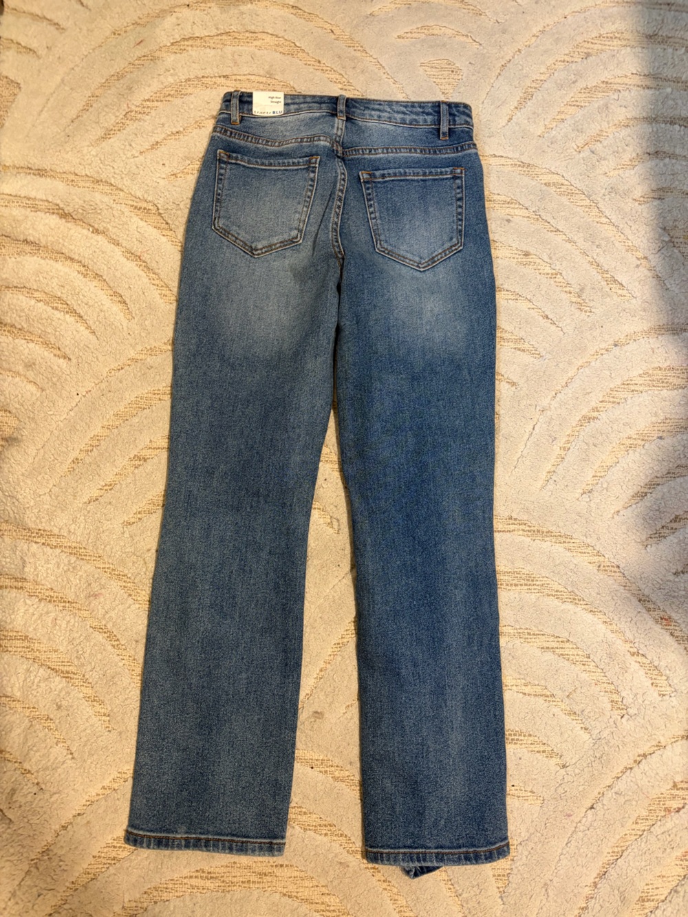 Tractr Blu Women’s High Rise Straight Distressed Blue Jeans - Picture 3 of 5